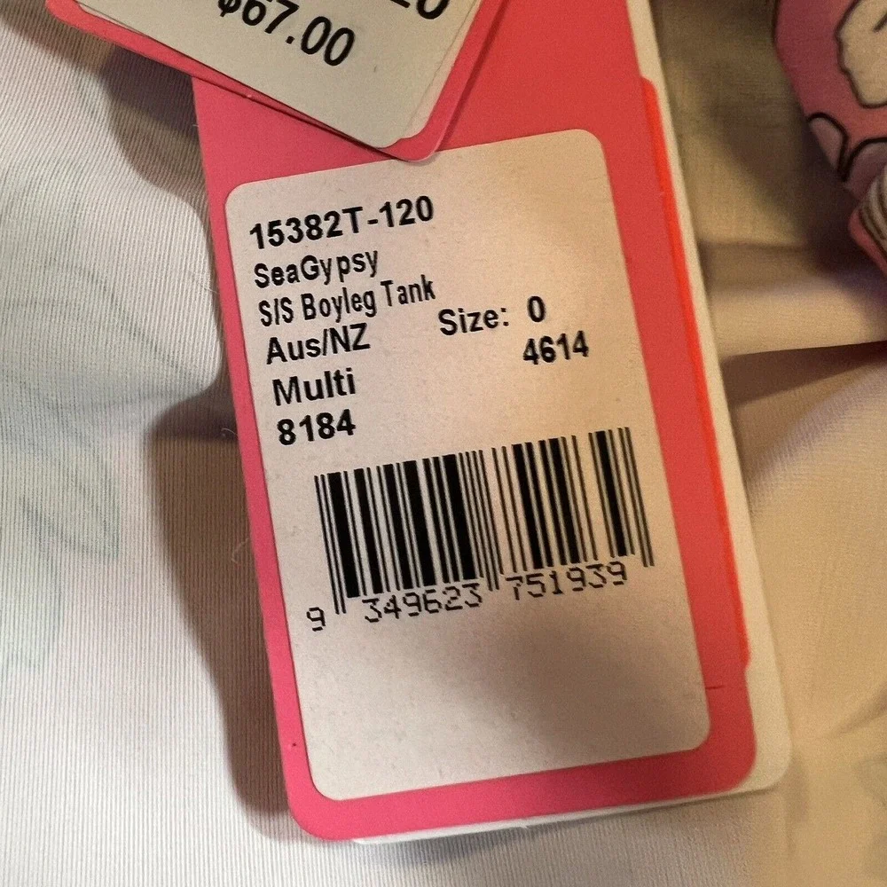 Seafolly Pink Floral Short Sleeve Boyleg Tank Size‎ 0 (6-12 month) New